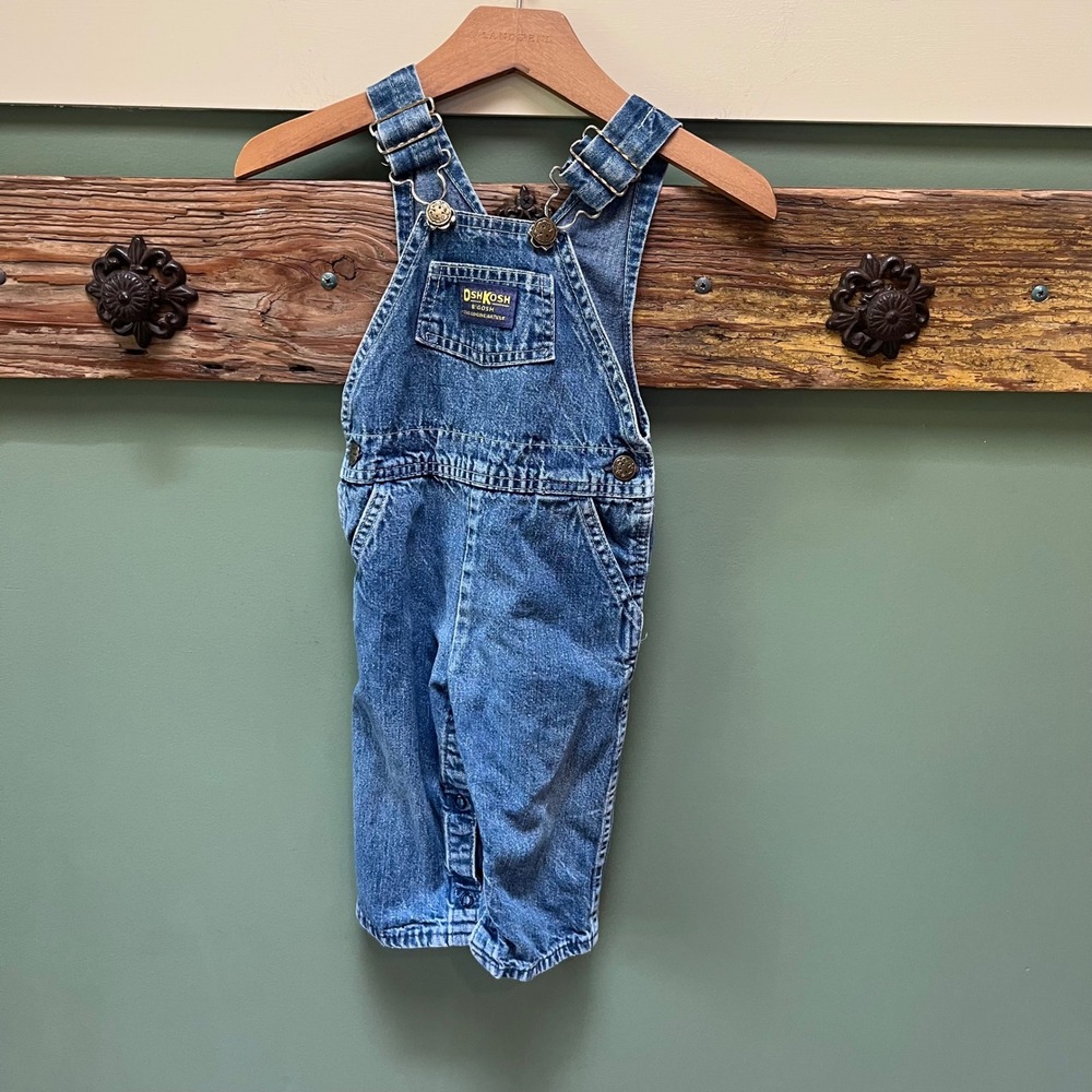 Vintage OshKosh Bgosh Toddler Denim Overalls Blue Made in USA 18 Months Vestbak